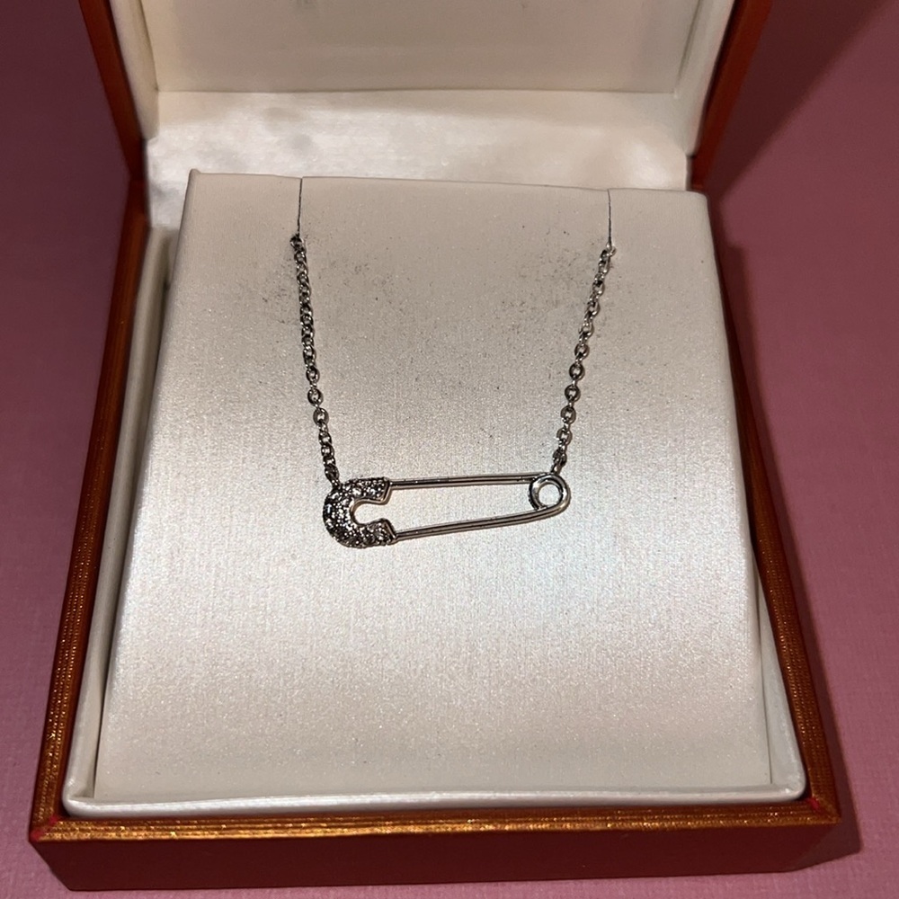 Alicia Bonnie Pin Necklace with CZ stones new